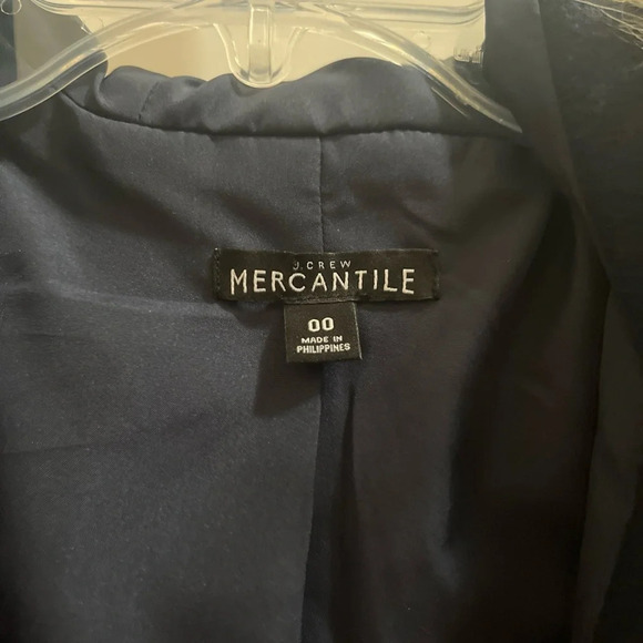 J. Crew Mercantile Navy Blue Wool Blend Coat Fur Trim Hood Jacket 00/ XS Women’s - Picture 6 of 7